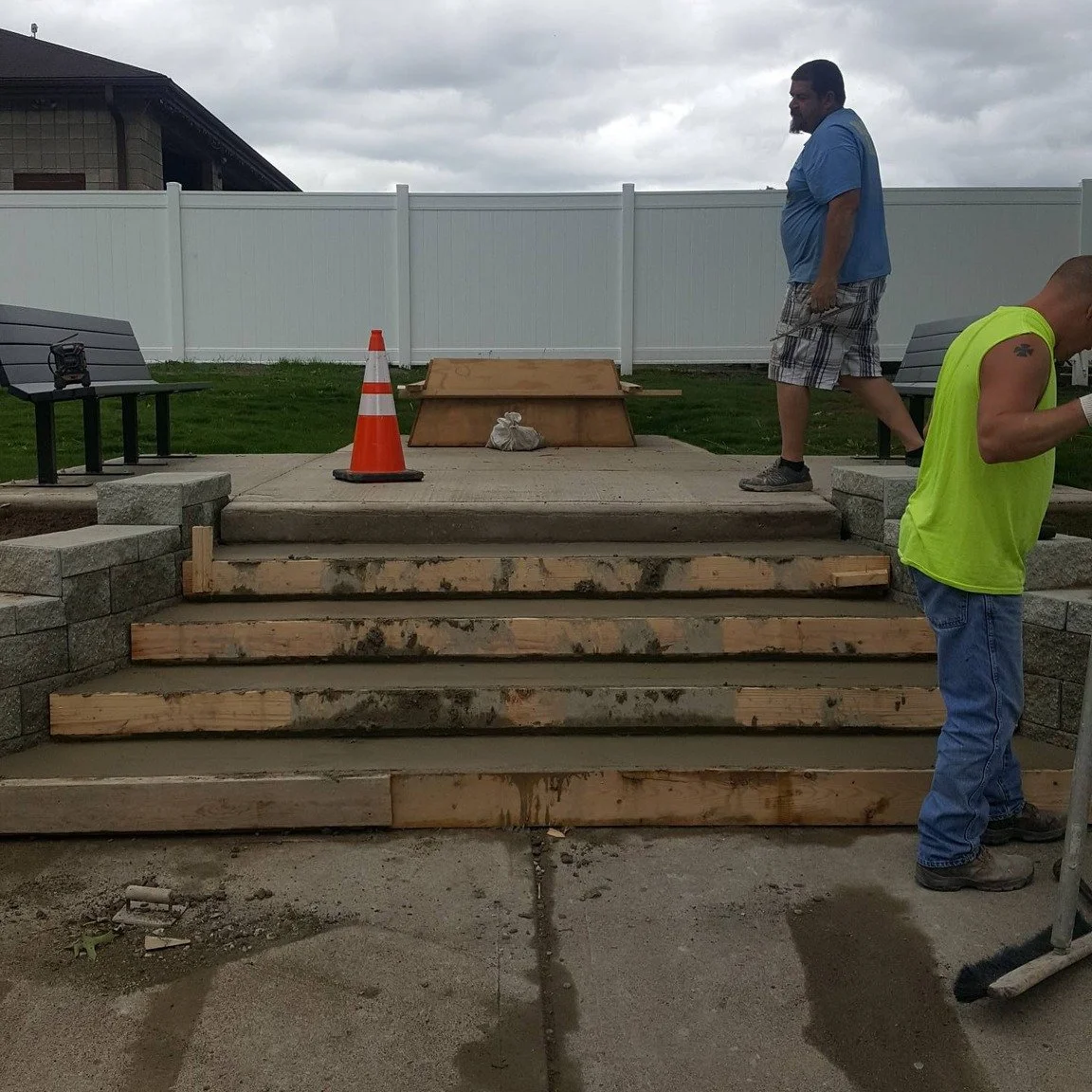 Poured steps and block #concrete #steps ##qualitymasonryNEPA #block