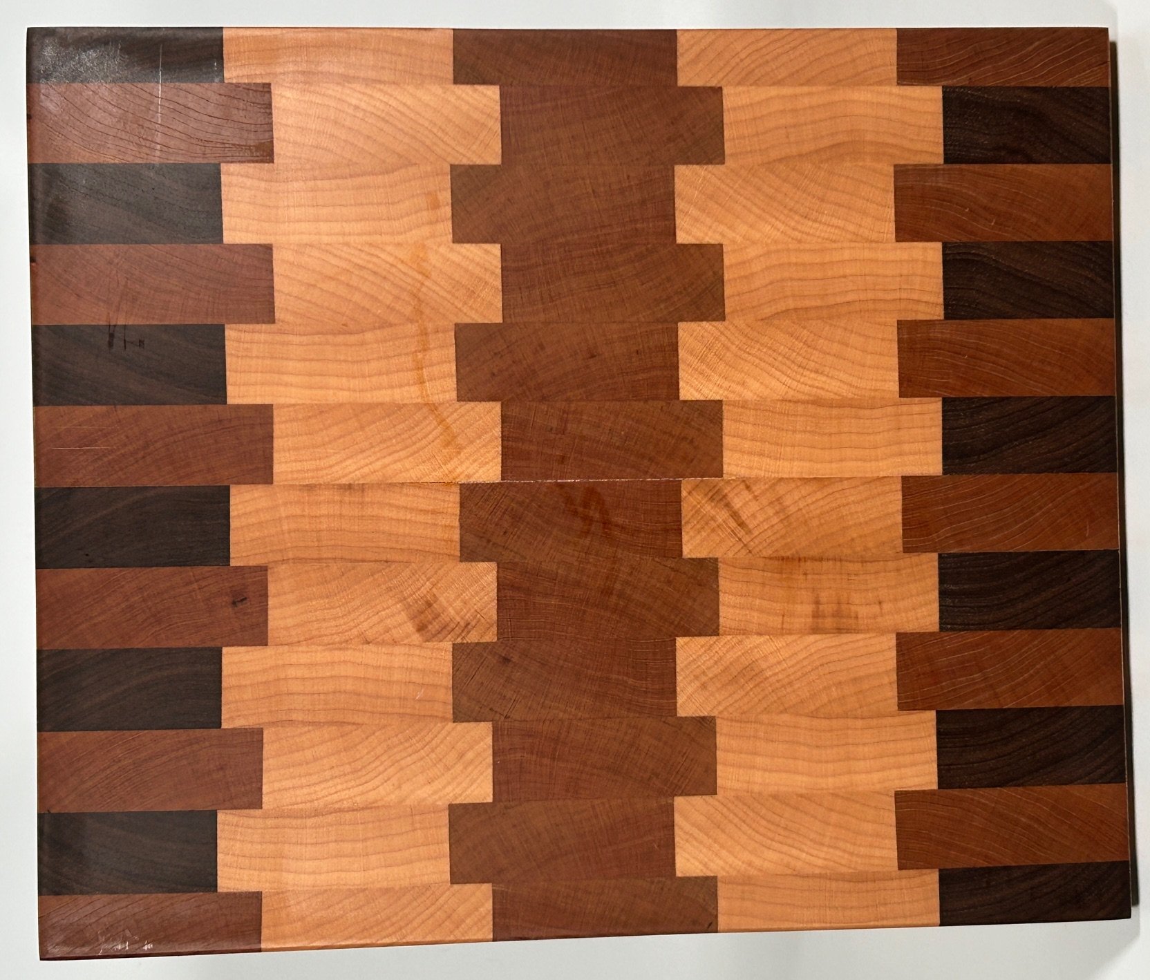 9.5" X 12 Checker Board Design Cutting Board Cherry, Maple, and Black Walnut