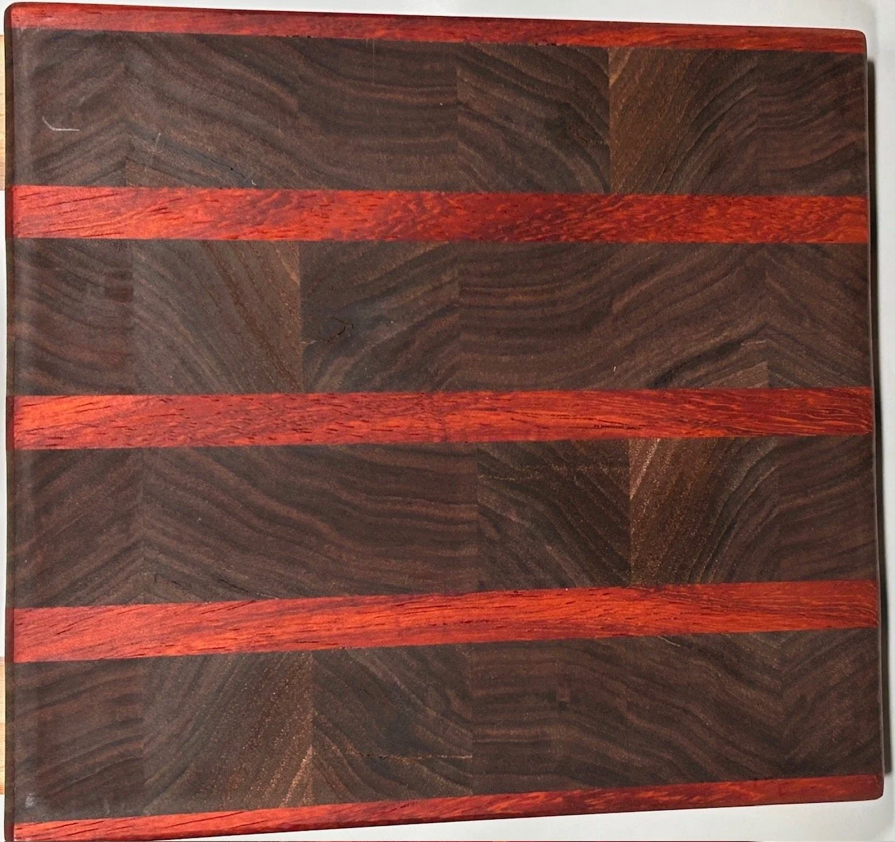 9" X 10" Super Thick bar Cutting Board made of end grain Black Walnut and Padauk
