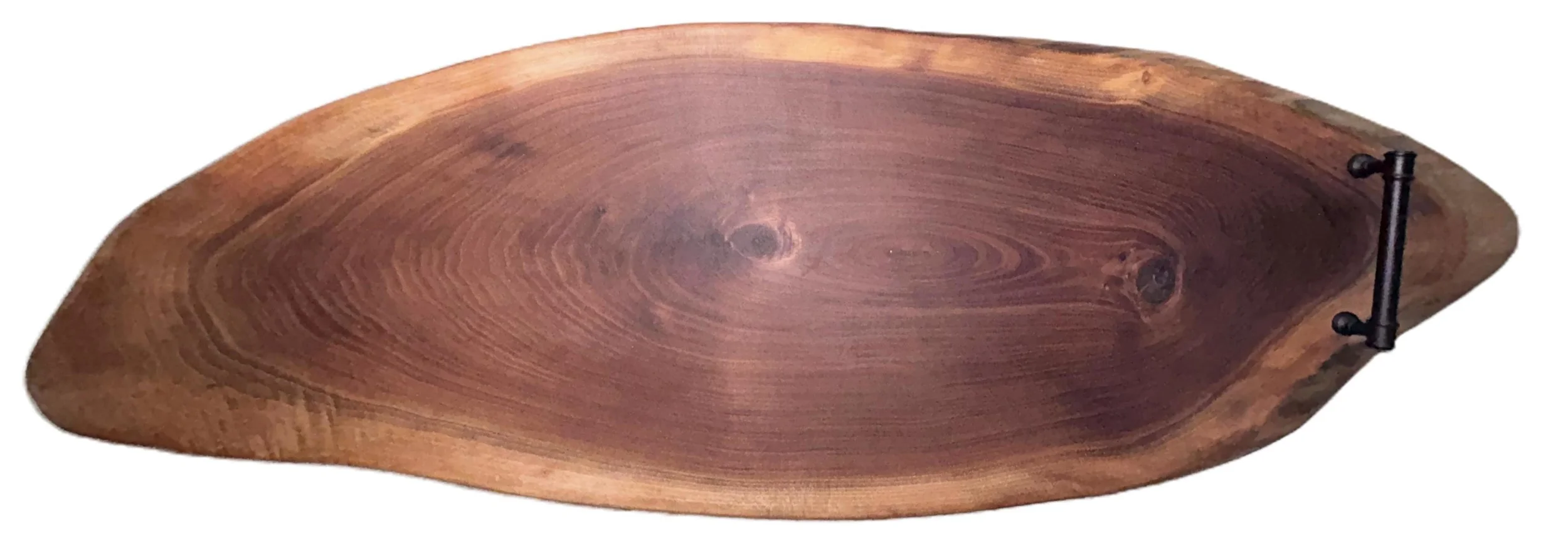 37.5" x 12" Center Cut Walnut Serving Board with single black handle