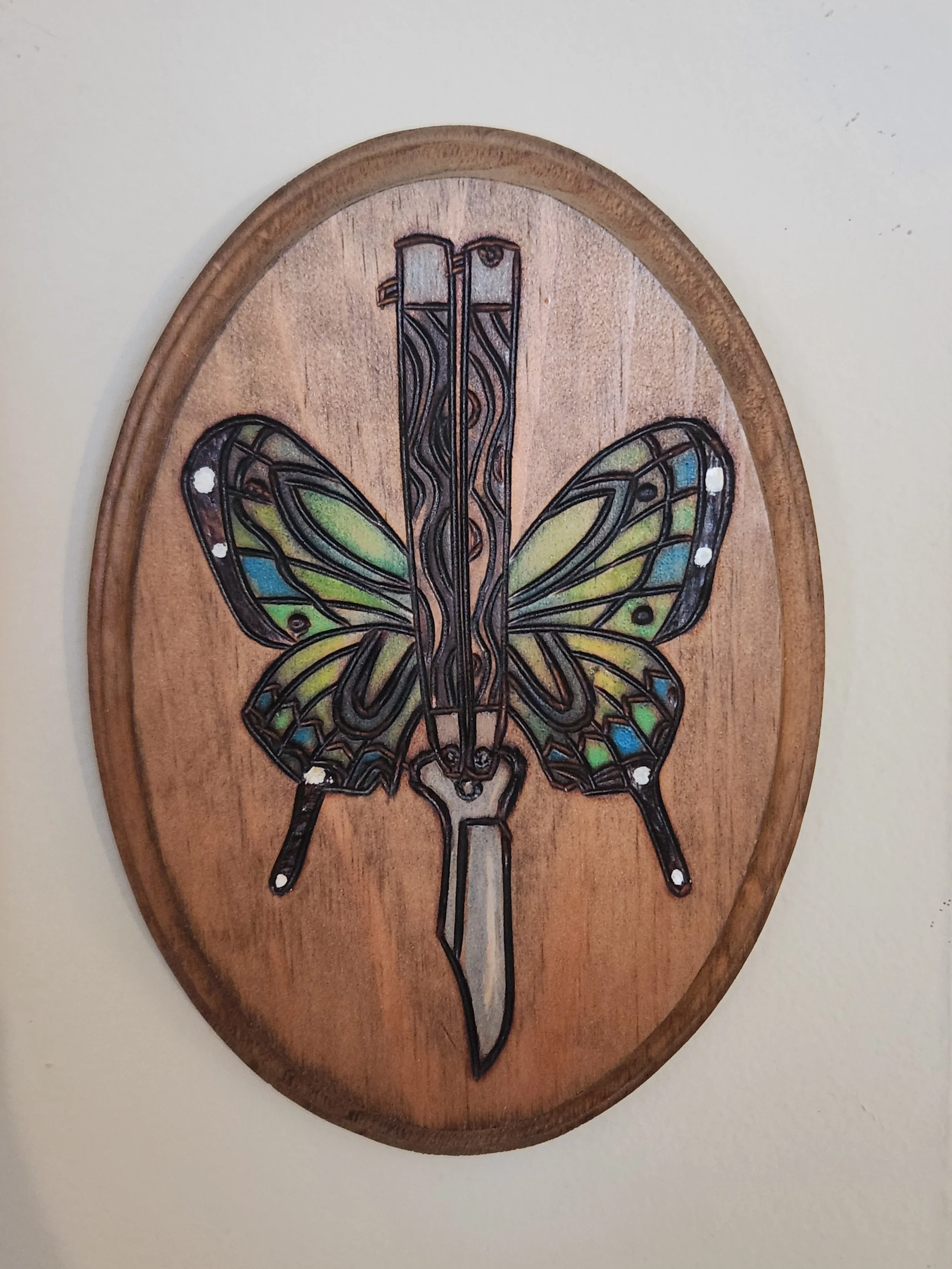 Butterfly Knife Woodburning