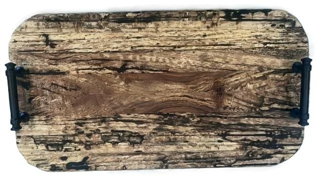 19.5" x 10.5" Elm Serving Tray with Black Handles
