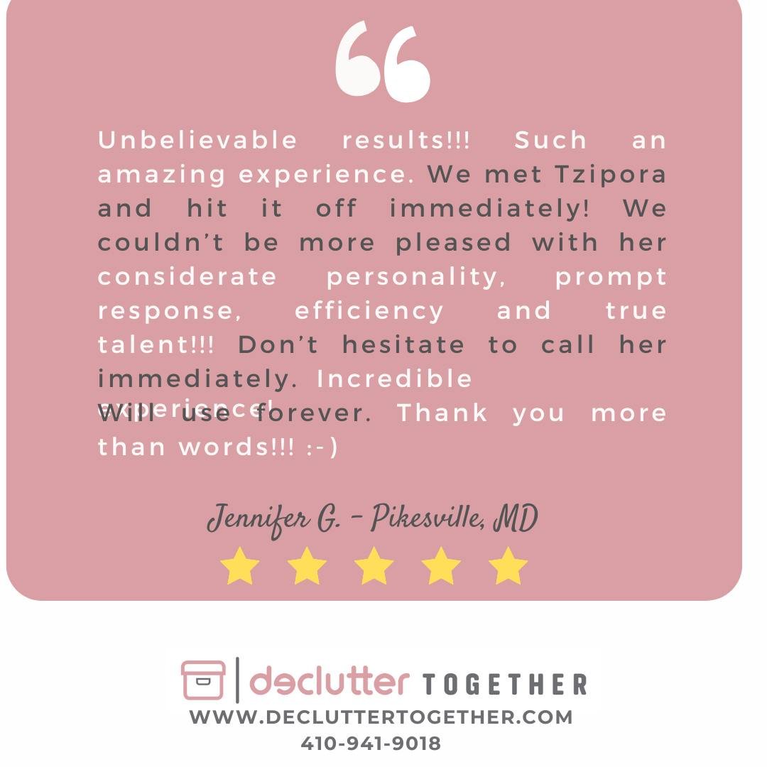 We thank each and every one of you who choose Declutter Together for your organizing and moving needs. We are here for you. 🙂 

#happycustomer #CustomerReview #GoogleReview #professionalorganizer #professionalorganizing #organization #organizing #or
