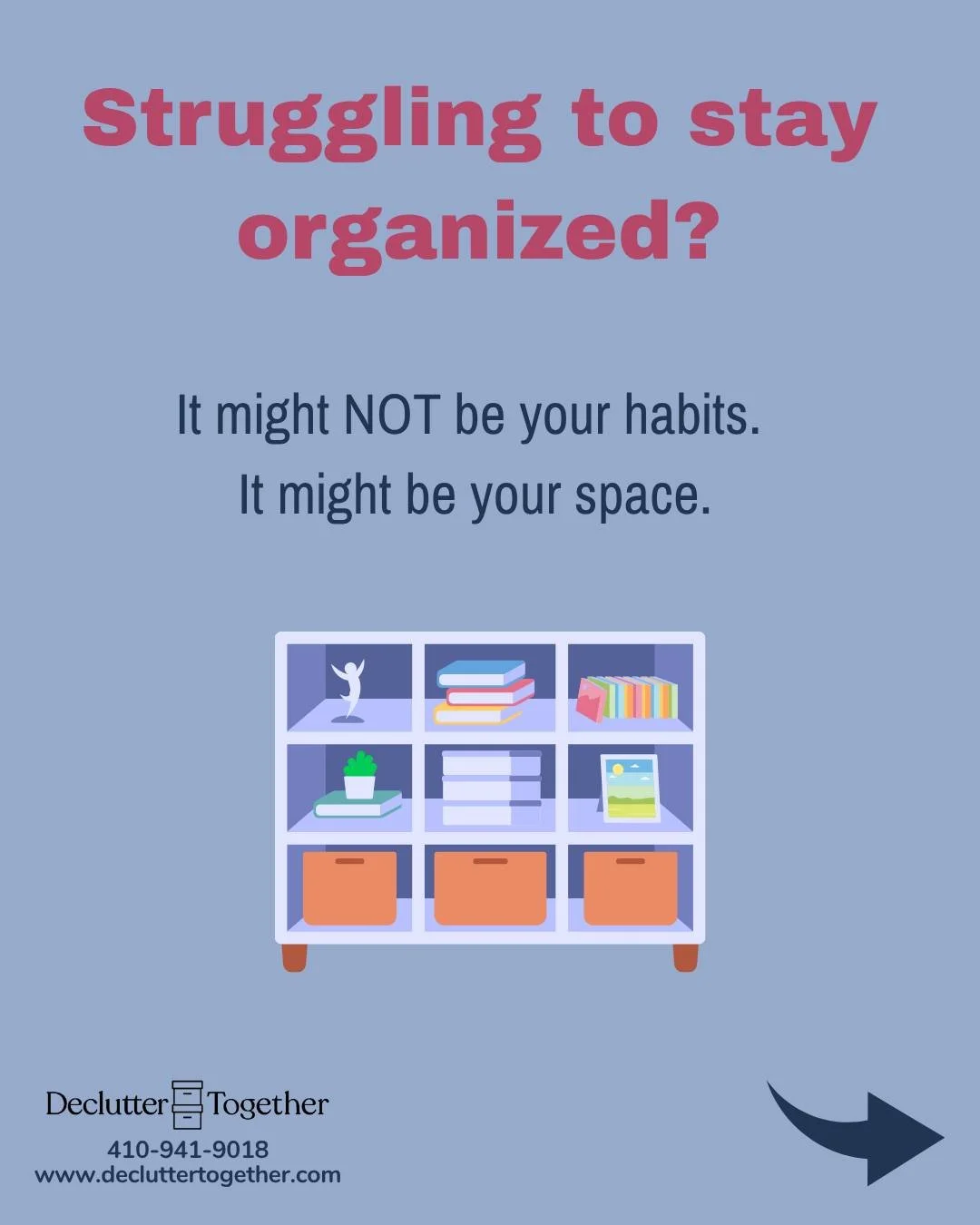 You can have the best intentions 💪&mdash;but if your space isn&rsquo;t set up well, it will continue to work against you and not be organized⚡.

Organization isn&rsquo;t just about habits 🧹.

It&rsquo;s also about having:
&bull; accessible storage 