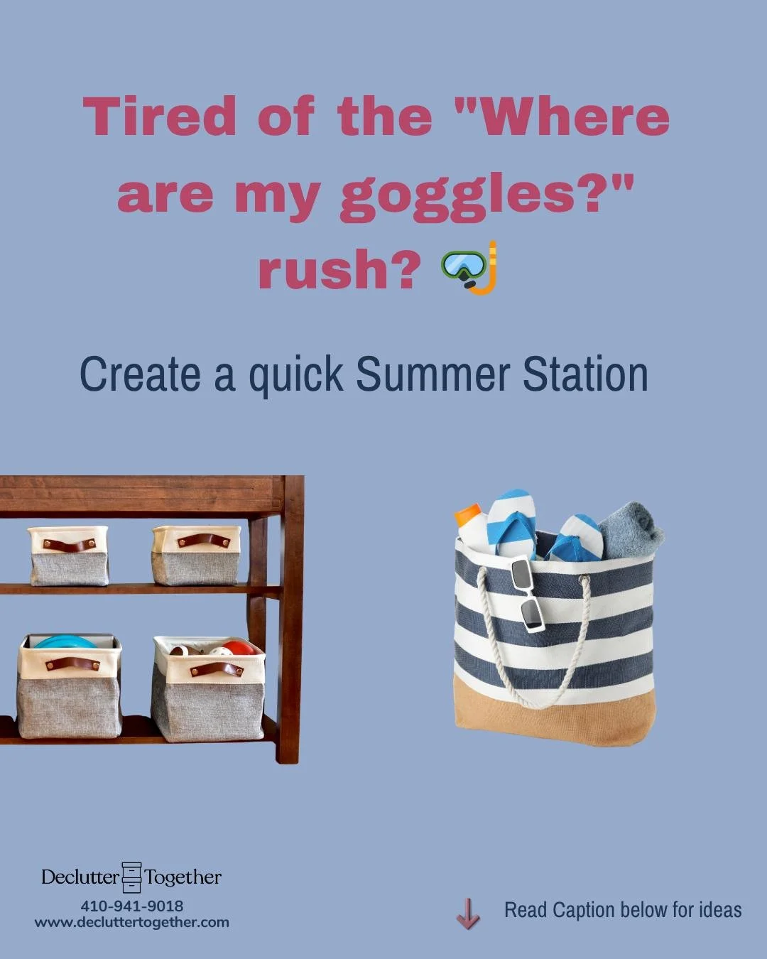 Summer should be about ease, not hunting for the goggles as you&rsquo;re trying to head to the pool. ☀️

Creating a simple 'Summer Station' near the door&mdash;with dedicated spots for sunscreen, towels, and sunglasses&mdash;gives you back those 10 m