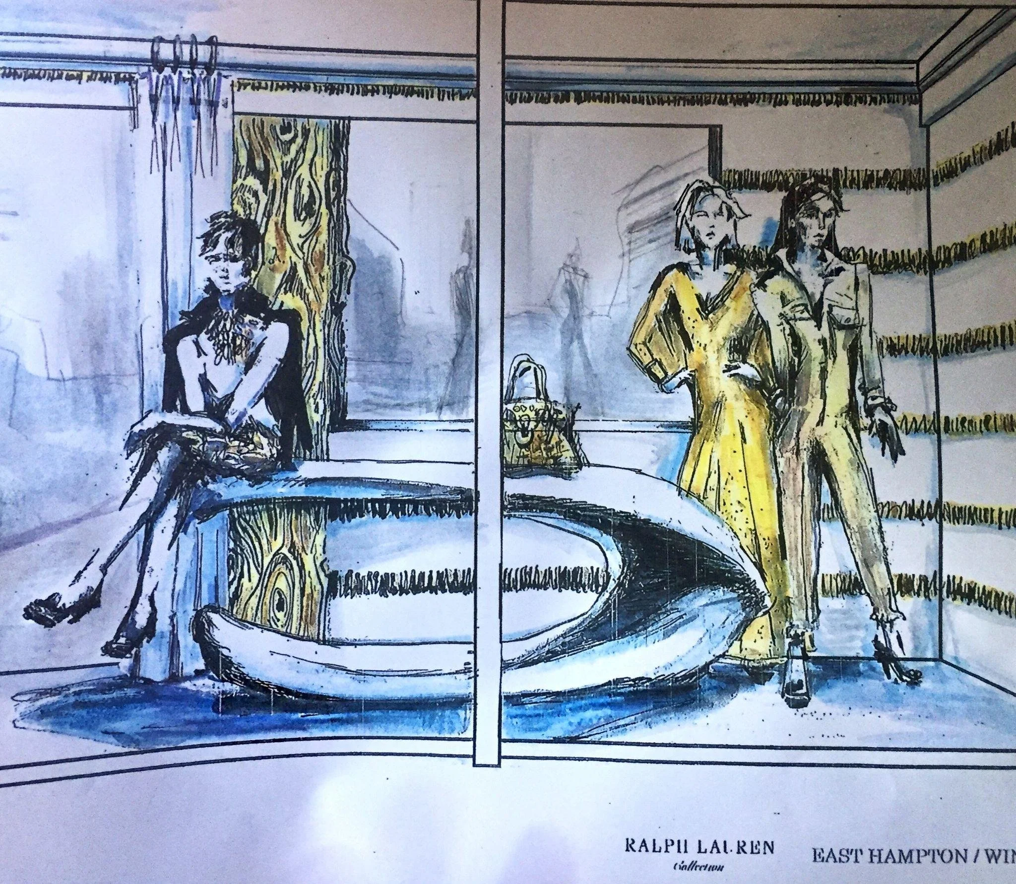 My work: Fashion illustration for
Ralph Lauren. Window display
catalyzed my merger of
fashion and fine art.