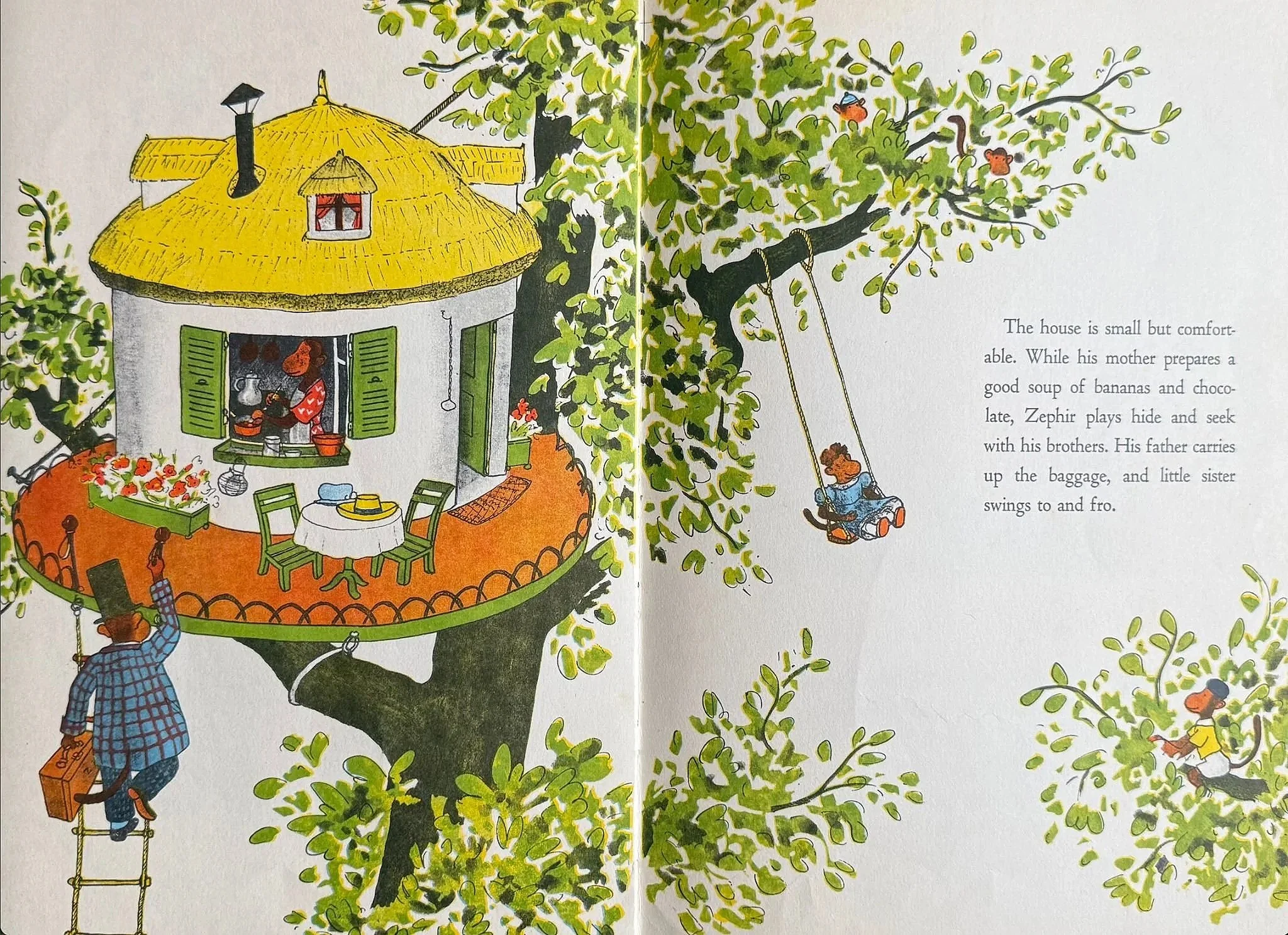 The treetop dwelling of Babar’s friend, Zephyr; a quiet celebration of family &  belonging . I’m always returning to childhood favorites for inspiration. 