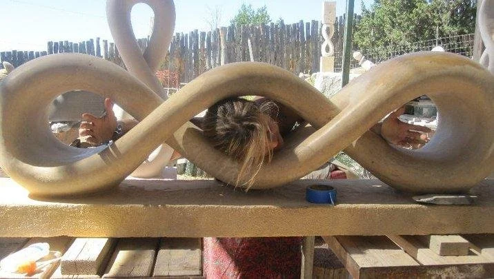 My inspo: My apprenticeship in Santa Fe,
NM. Marble holds its own pre-existing story
and wisdom—its fissures and fossilization
shaped long before the hand arrives.
Creating form is a collaboration; it is not a
blank canvas.