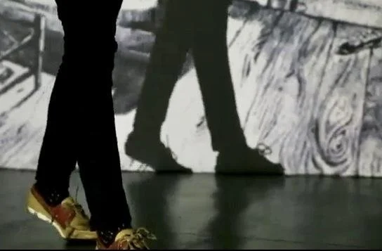 My work: 2014 instillation created in grad
school. Interactive exploration through
projection of my drawings of interiors.
Rooms nested within rooms. Shadow play
through additional hanging artworks.