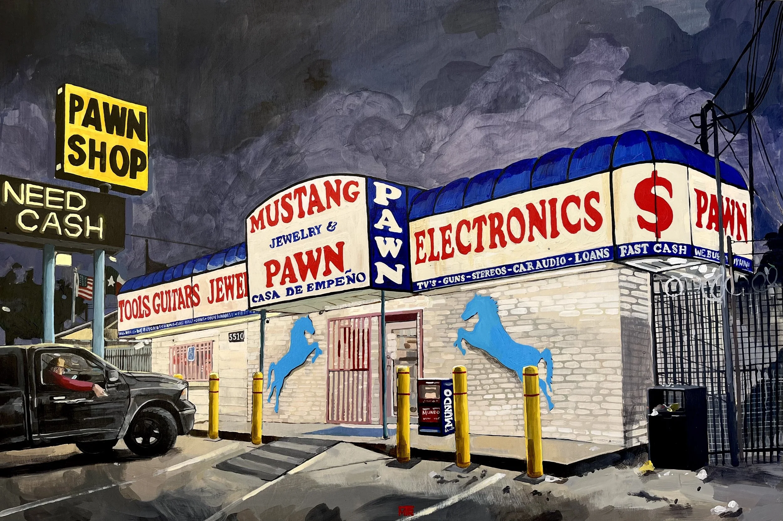 Mustang Pawn Shop |
Acrylic on Wood |
61 x 91cm |
2025 |
