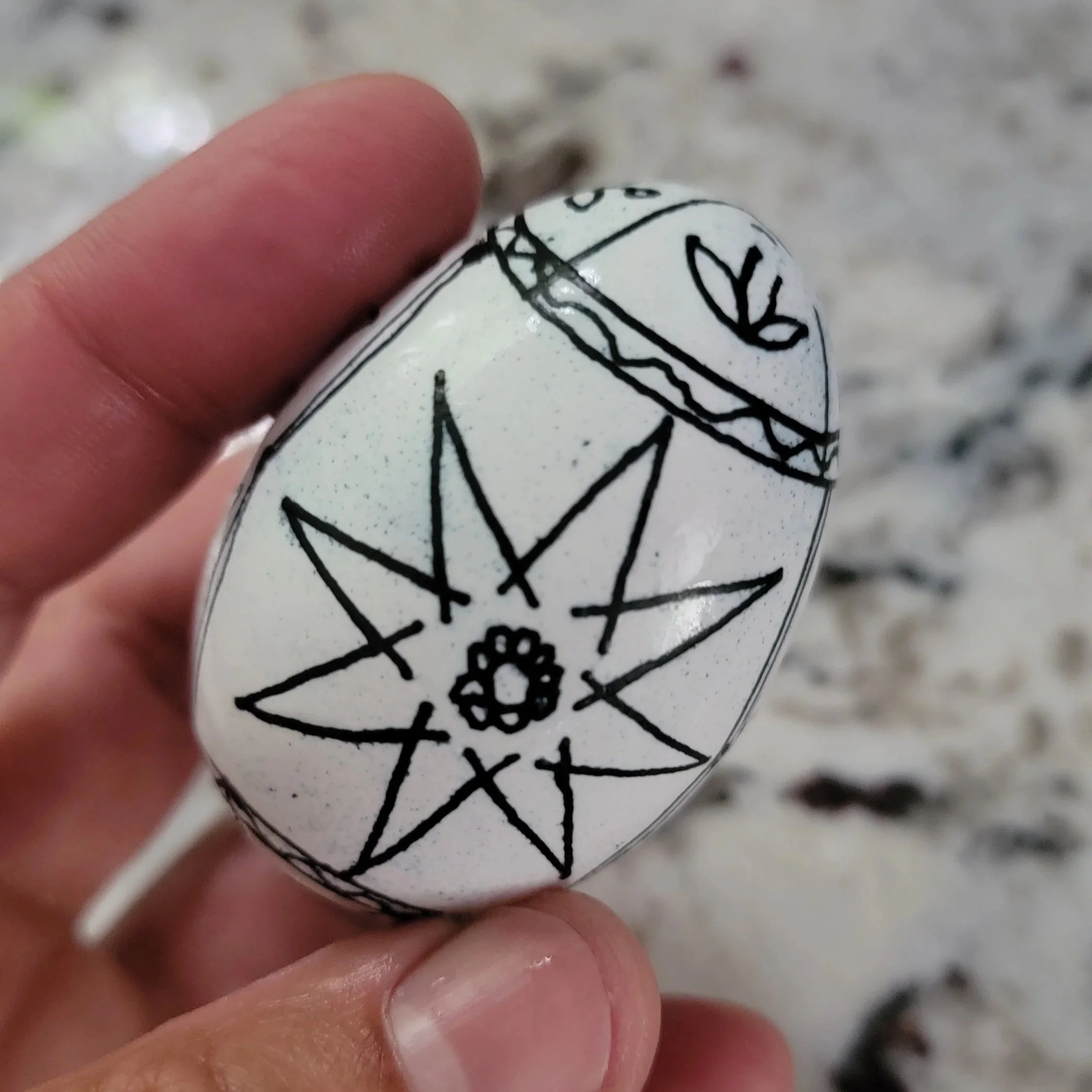 Acid-etch test egg.