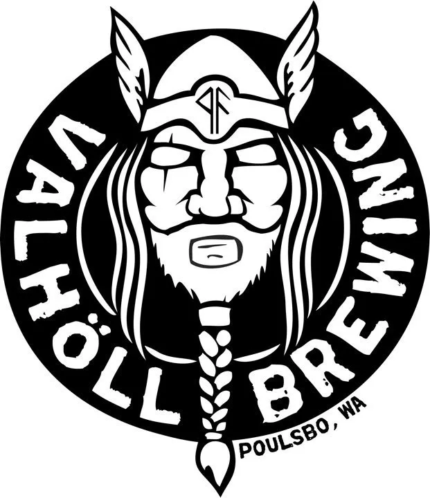 Logo with a Viking warrior face wearing a helmet with horns, long hair and beard, encircled by the text ‘That’s Holy Brewing’ and a banner reading ‘PoulSBO, WA’.
