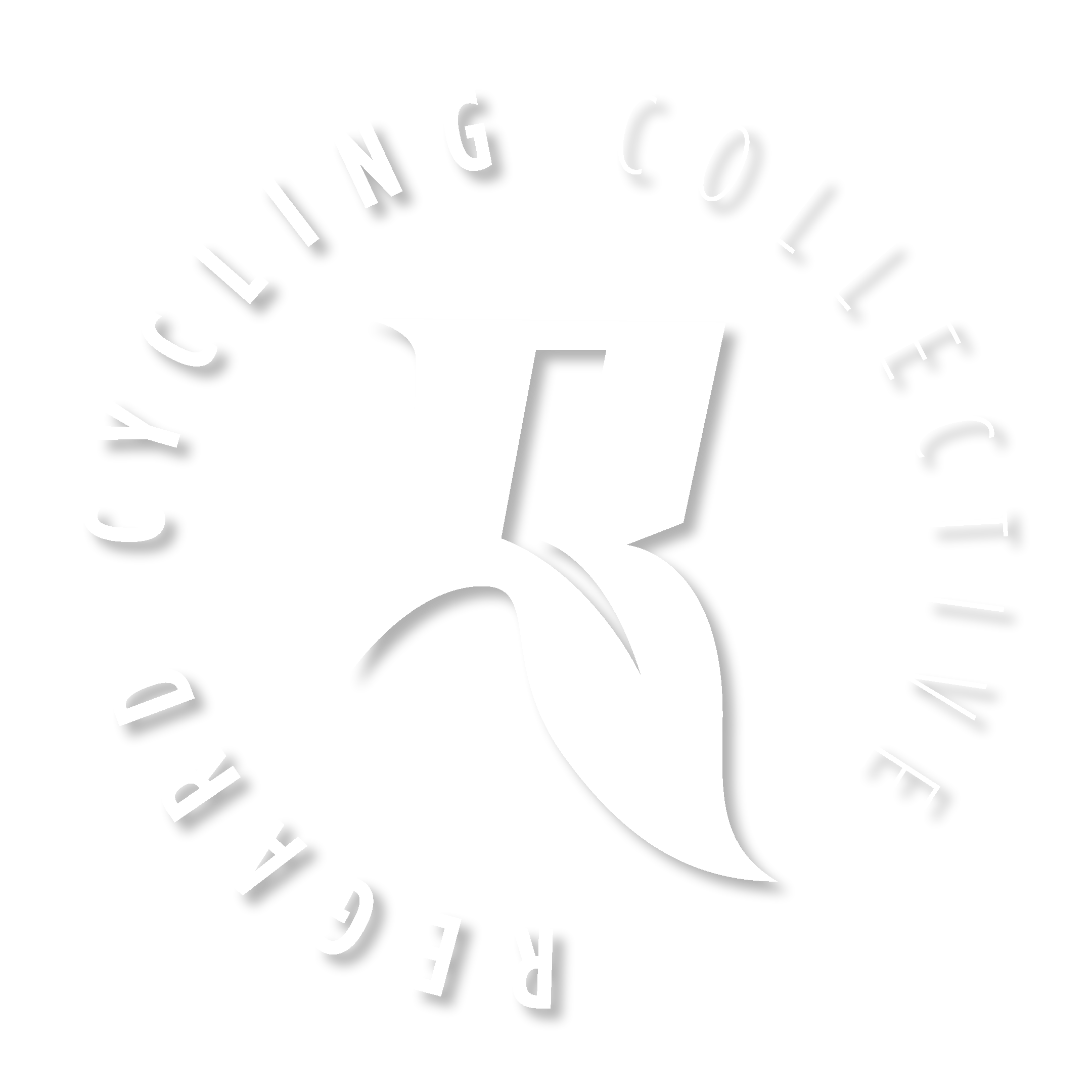 Logo for a cycling collective called 'Regard Cycling Collective' with a large stylized letter 'R' and circular text around it.