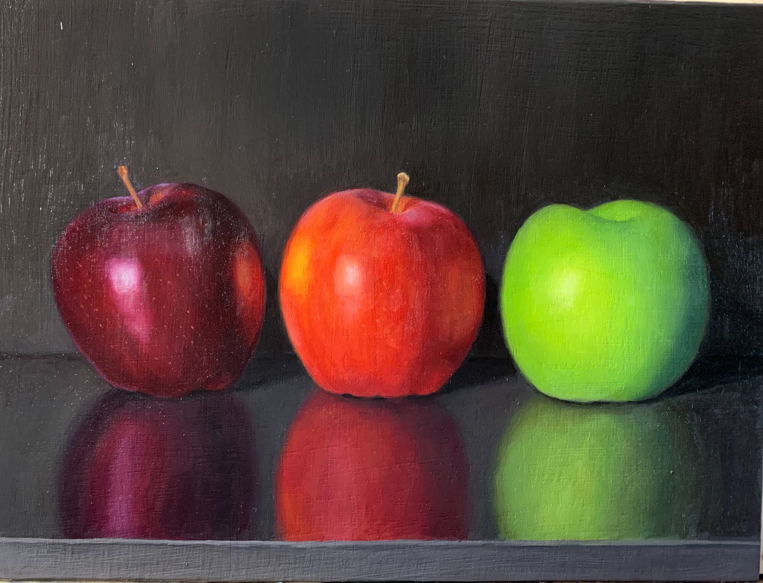 'Tres Manzanas' 7"x5" Oil on Panel