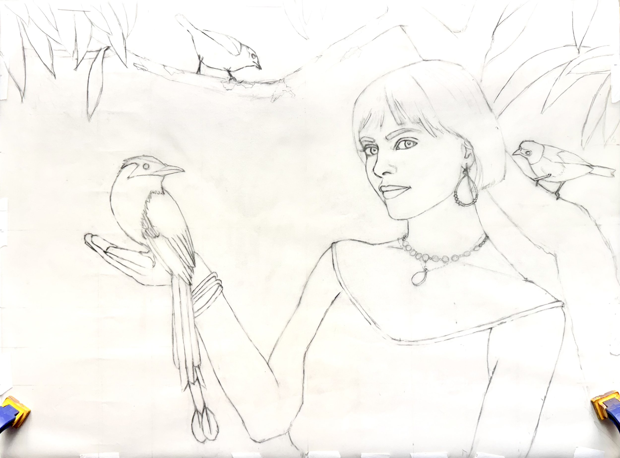 1. Detailed drawing in graphite