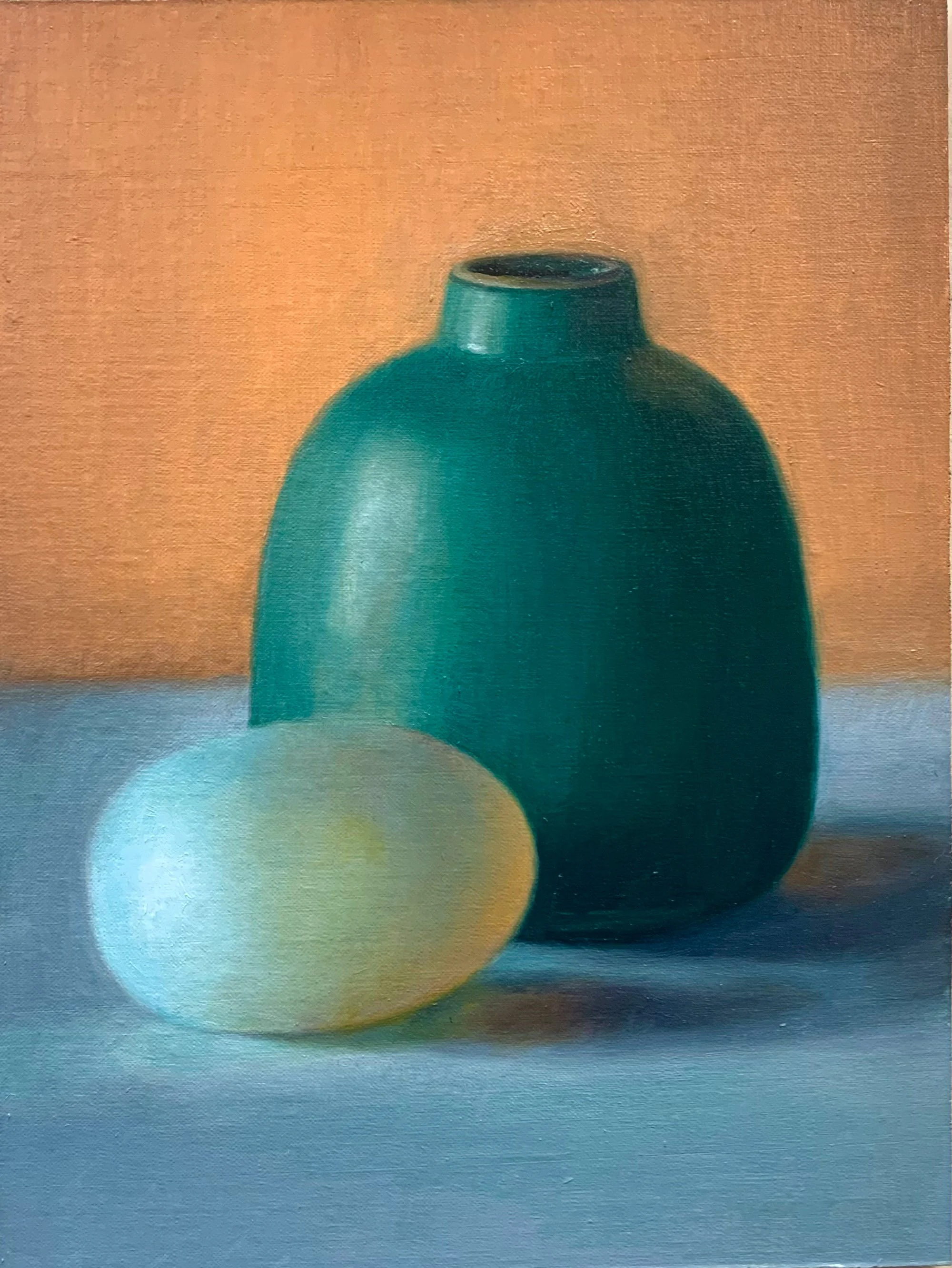 'Green Vase & Egg' 4"x6" Oil on Canvas Panel