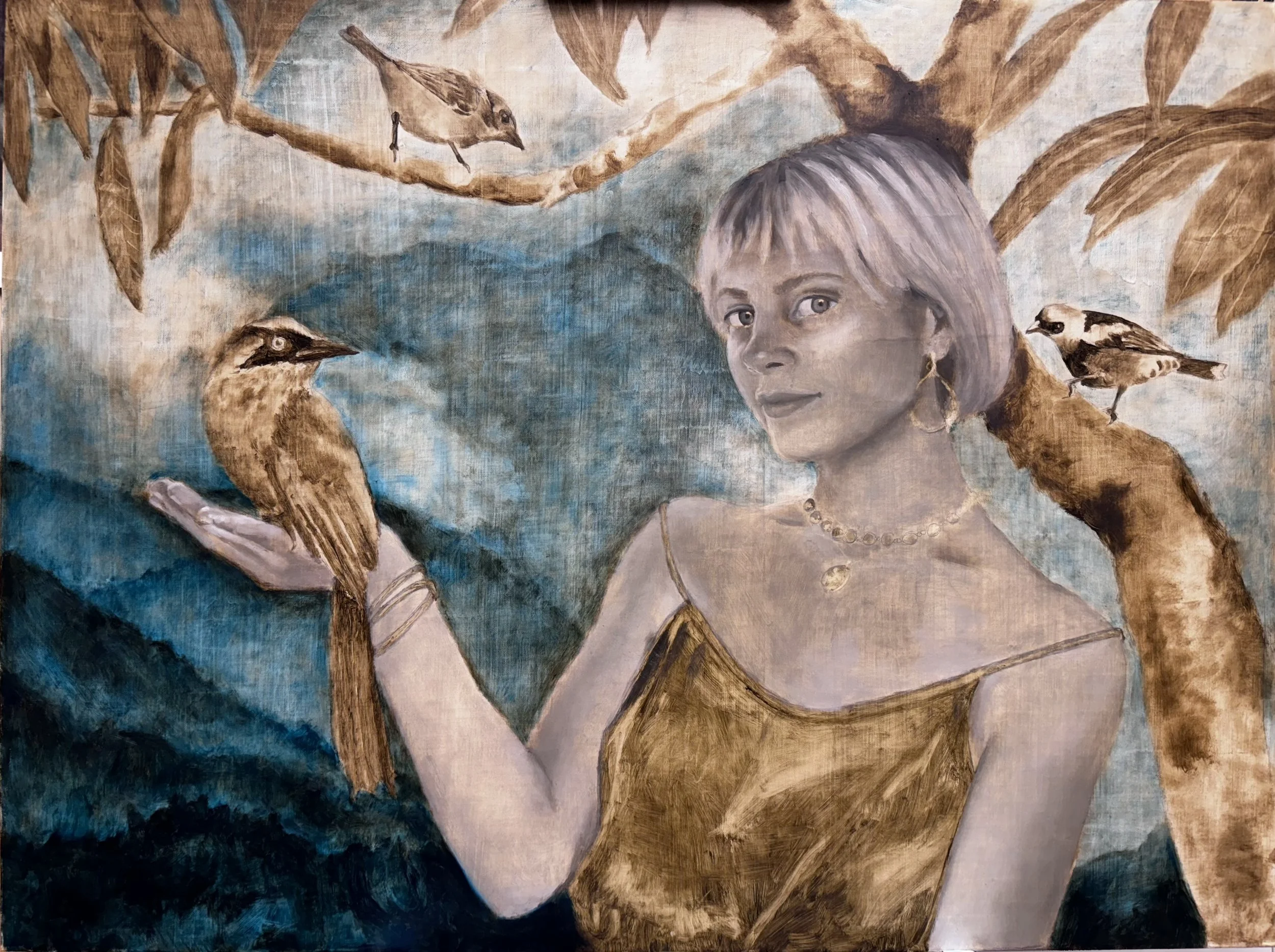 4. Beginning Closed Grisaille: an opaque, monochromatic underpainting technique, often using shades of black, white, and brown (e.g., burnt umber, ultramarine blue, and white) to define the full value range and details of a subject