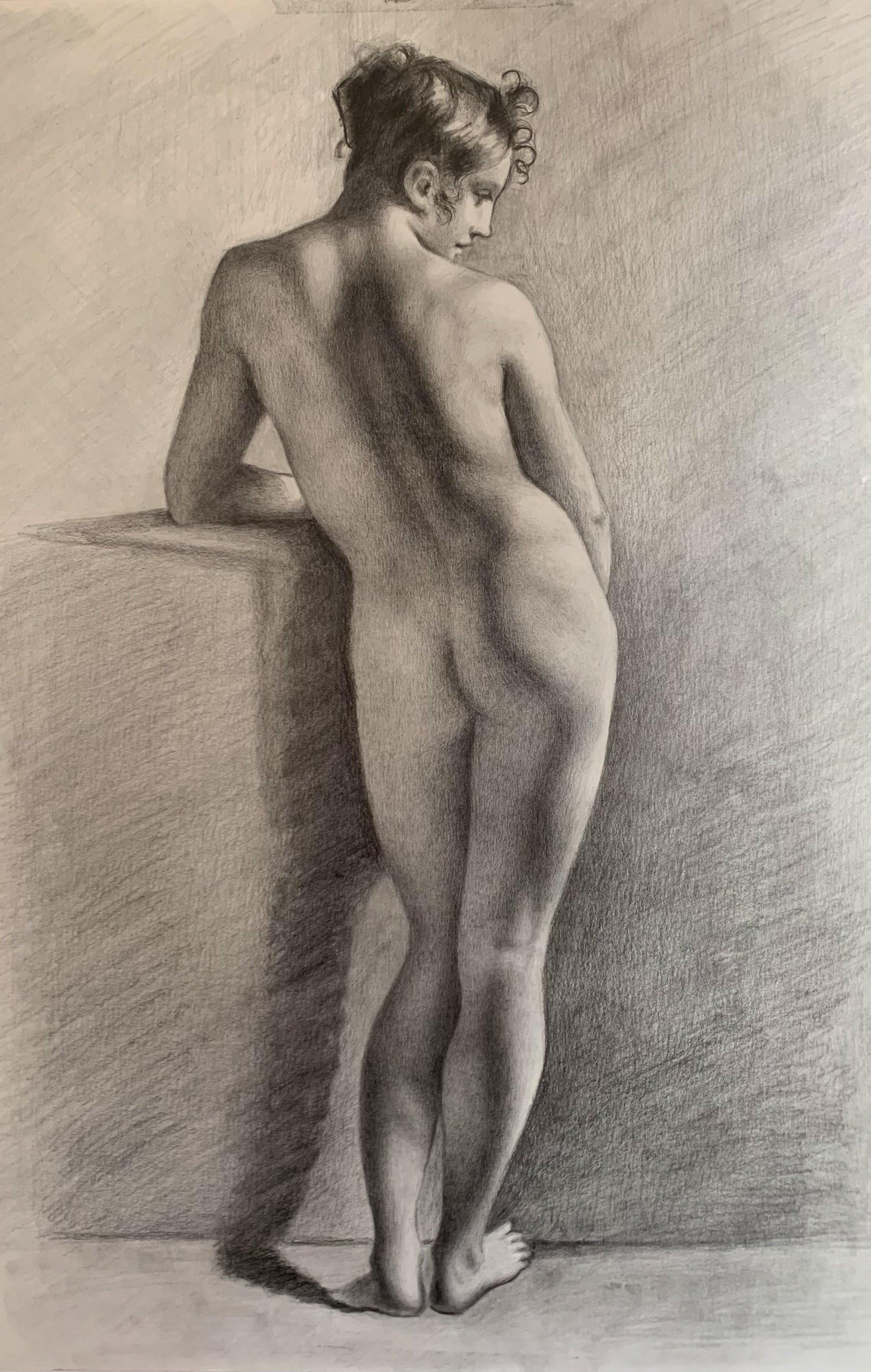 'Master Copy Pierre-Paul Prud'hon' 14"x18" Charcoal on Paper