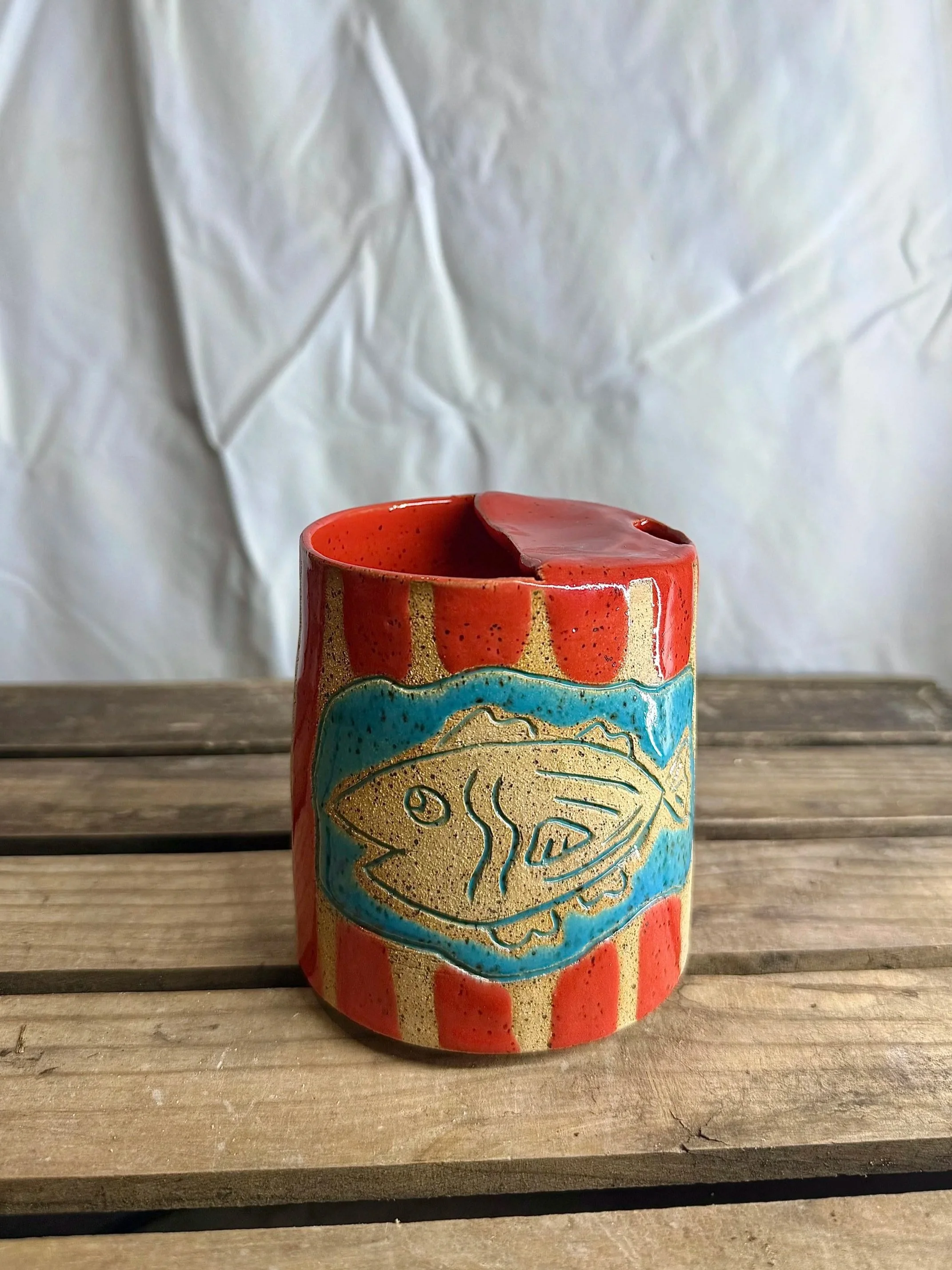 Fish To-Go Mug - Lines