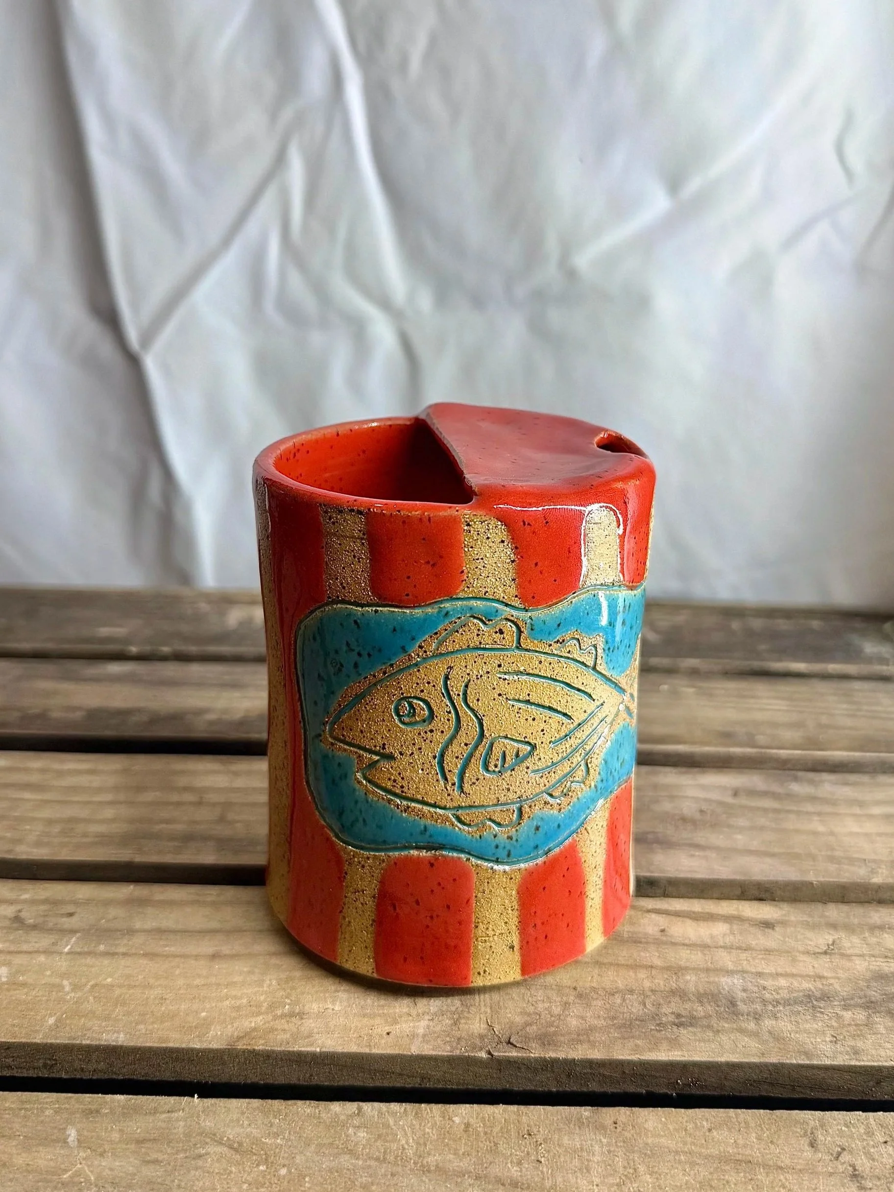 Fish To-Go Mug - Lines