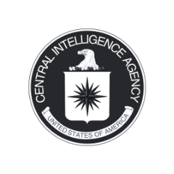 Seal of the United States of America featuring a black shield and a wolf head at the top, with an inscription around the seal.