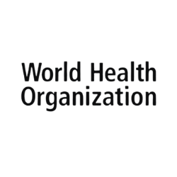 WHO logo with a staff wrapped in a snake above a globe