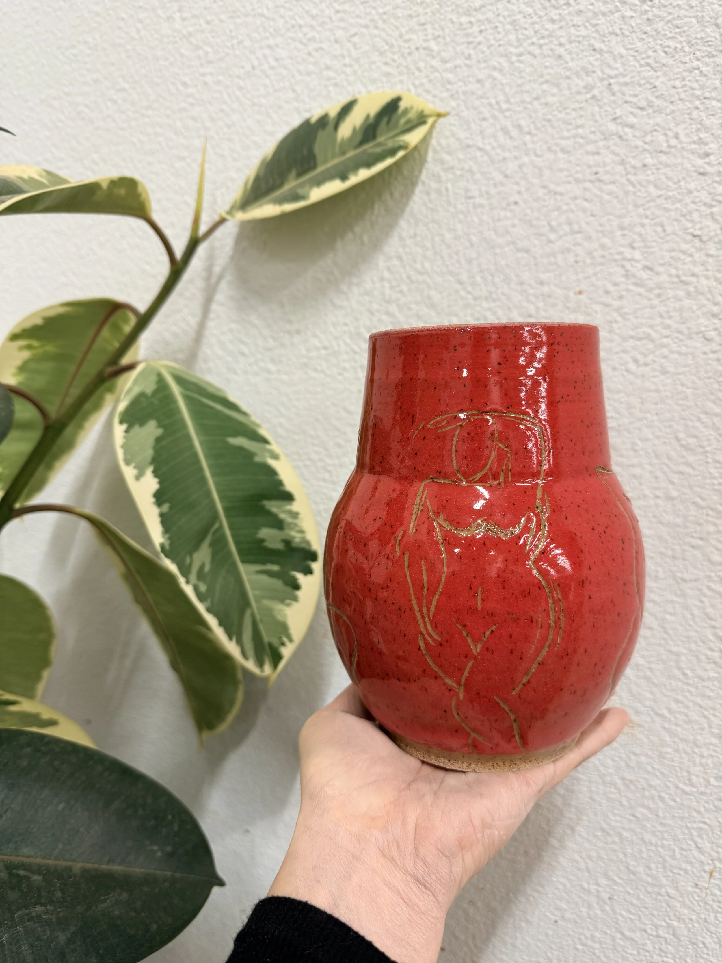 Figural Etchings Vase