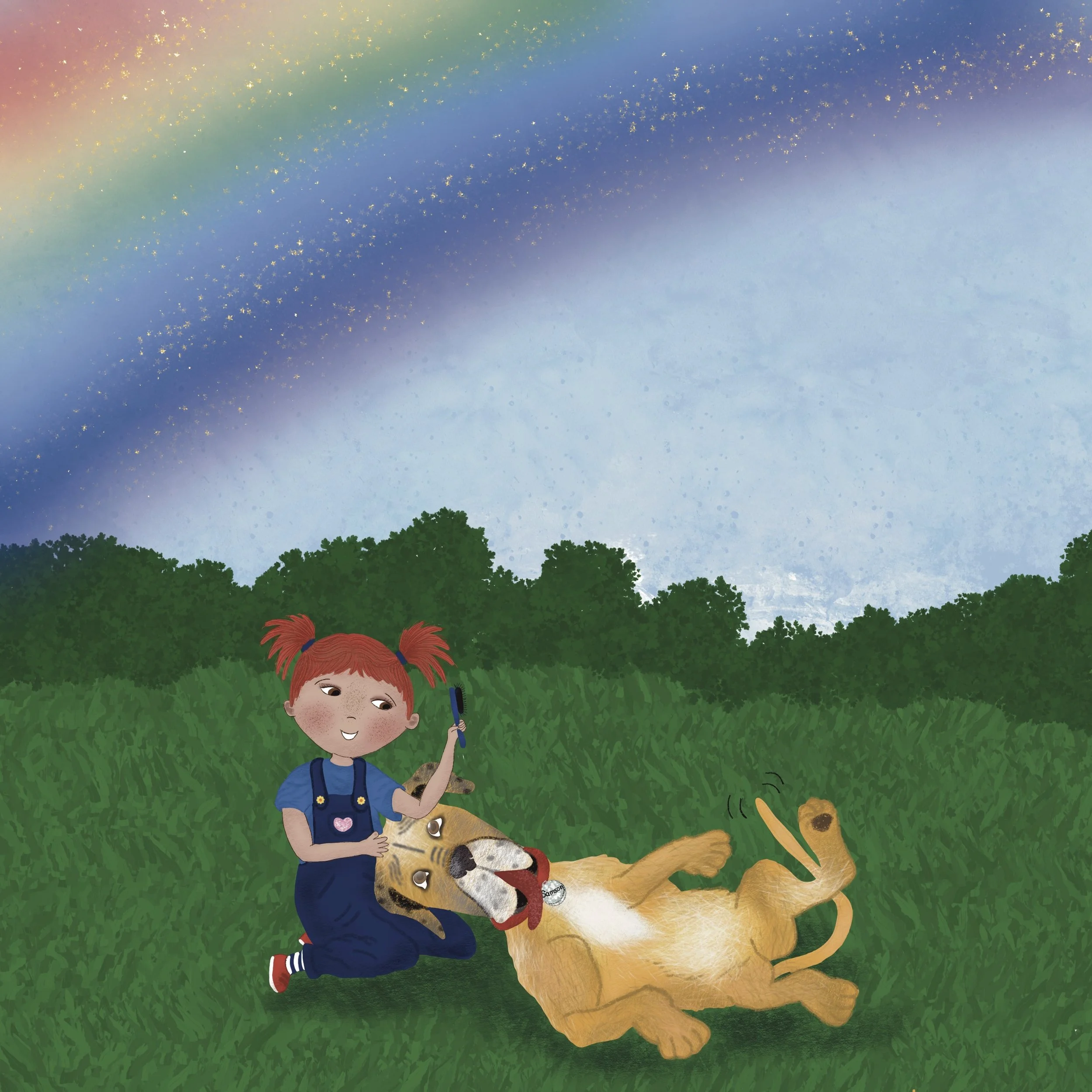 Picture book illustration by Cristina Dekle where Lily and Samson are close friends.