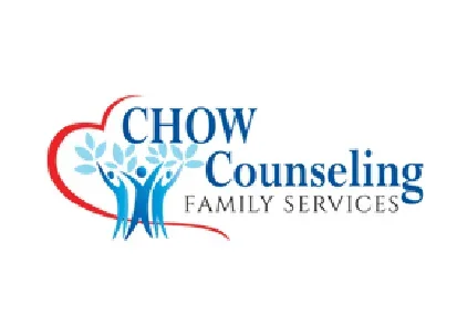 Chow Counseling Family Services logo with blue trees and text.