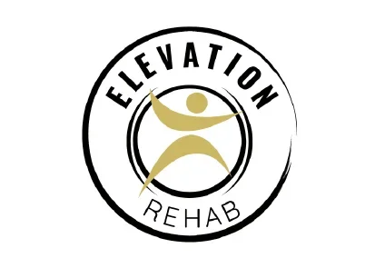 Logo for Elevation Rehab featuring a stylized human figure within a circular border.