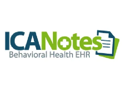 Logo for ICA Notes, Behavioral Health EHR with a clipboard icon