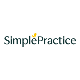 SimplePractice logo with black text and a small yellow heart above the 'i' in 'SimplePractice'.