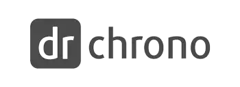 Logo with the text 'dr chrono' in lowercase, featuring a stylized 'dr' inside a square.