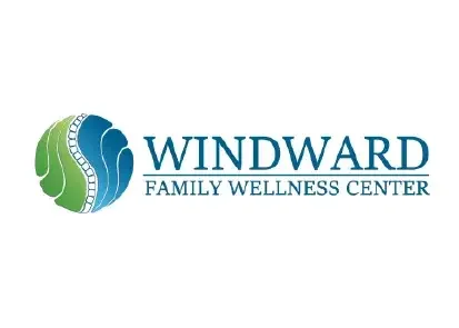 Logo for Windward Family Wellness Center featuring a stylized tree with blue and green leaves.