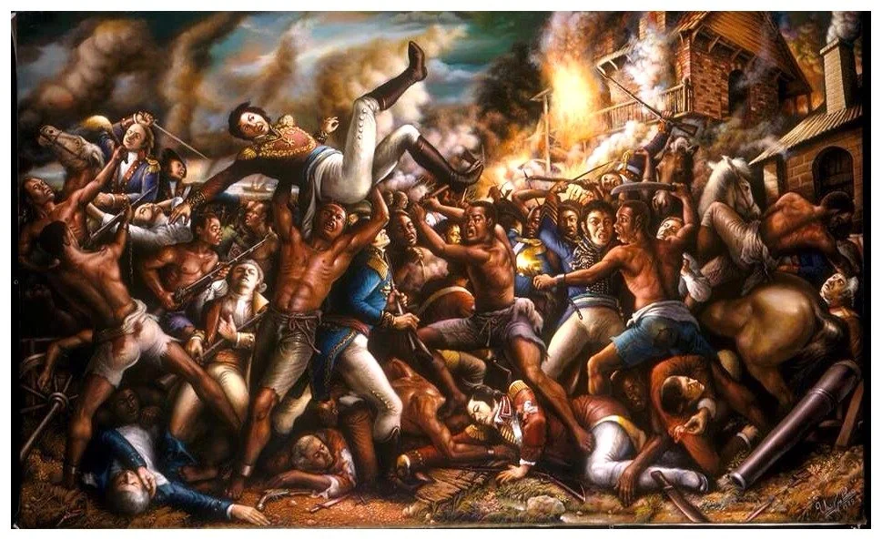 Slave Uprising (Haitian Revolution, August 22, 1791)
© Ulrick Jean-Pierre | 1979 | 
Oil on canvas | 44 × 72 in (111.8 × 182.9 cm)