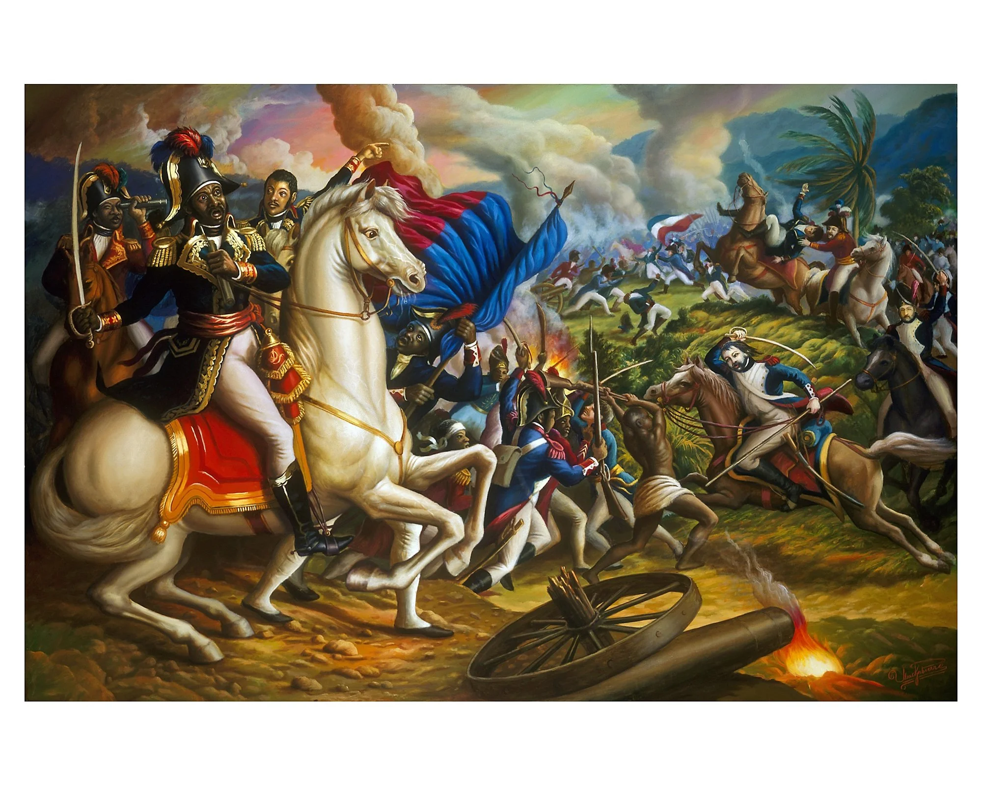 The Battle of Vertières, I
© Ulrick Jean-Pierre | 1990–1994 |
Oil on canvas | 34 × 52 in (86.4 × 132.1 cm)