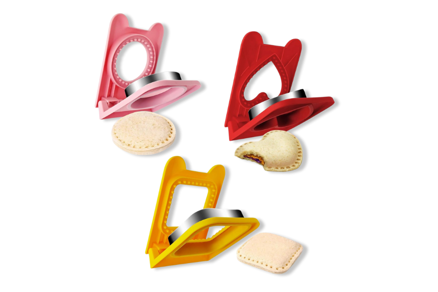 3PCS Sandwich Cutter and Sealer,Sandwich Cutters for Kids Lunch,Crustless Sandwich Cutter,Cookie Cutter for Children Lunchbox and Bento Box (Pink Round+Red Heart+Yellow Square)