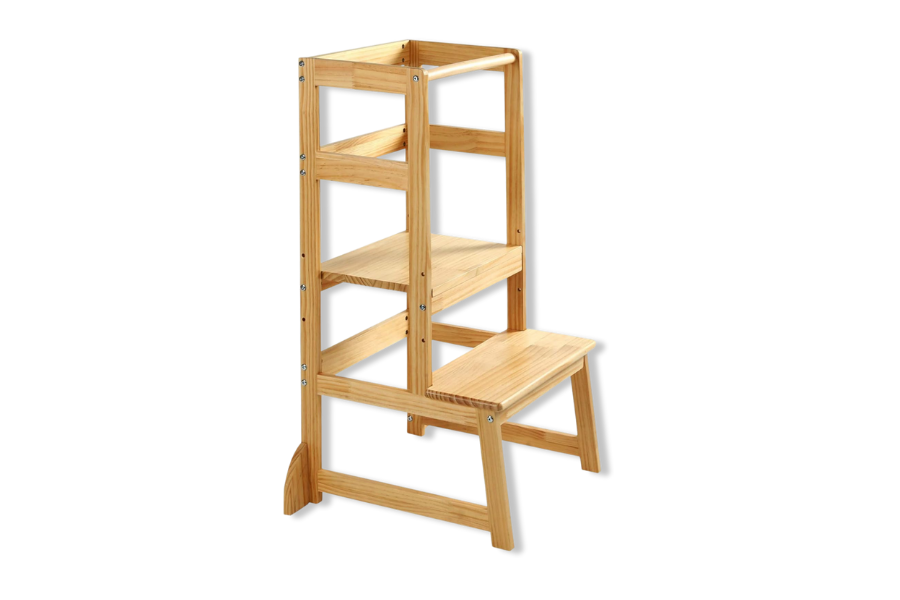 Kitchen Step Stool for Toddlers,Wiifo Adjustable Height Kids Learning Stool, Toddler Standing Tower(Natural)