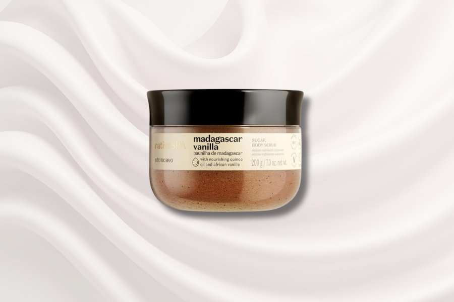 Nativa SPA by O Boticário Madagascar Vanilla Exfoliating Body Scrub, Hydrating & Anti Aging Gentle Exfoliator, 7 Ounce