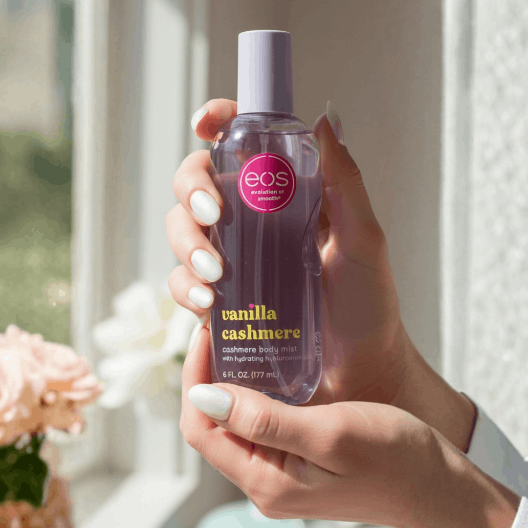 eos Cashmere Body Mist, Vanilla Cashmere, Soft Musk, Cozy Caramel, Hair Mist, Body Spray for Women Moisturizing, Hyaluronic Acid, Vanilla Body Spray, Vegan, Cruelty-free, 6 fl oz