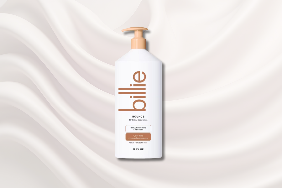 Billie Bounce Hydrating Women's Body Lotion, Vanilla Cedar Scent, with Hyaluronic Acid, 18 fl oz
