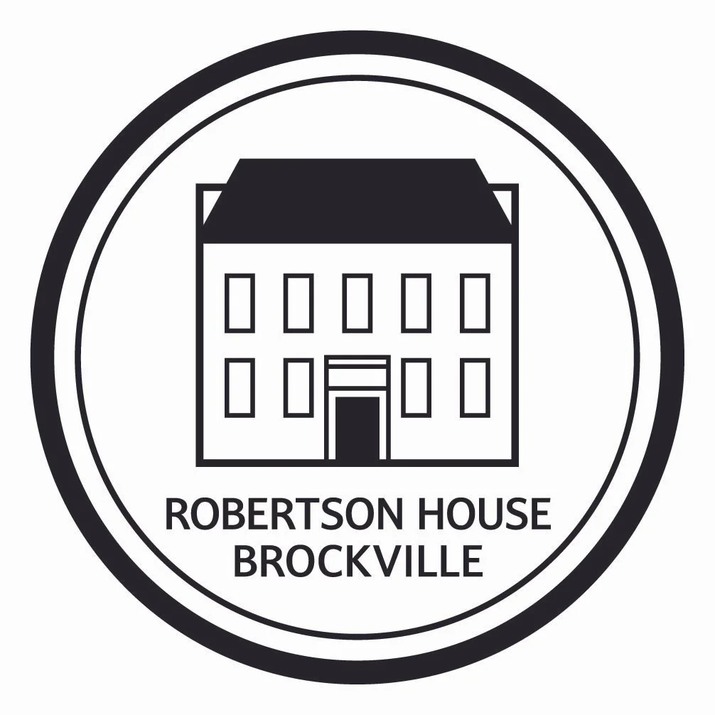 Robertson House Brockville logo featuring a stylized building inside a circular border