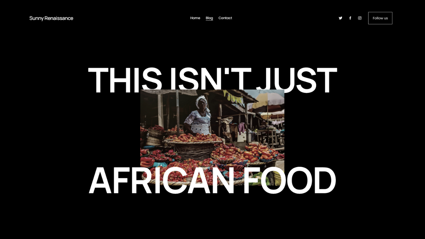 The landing page header