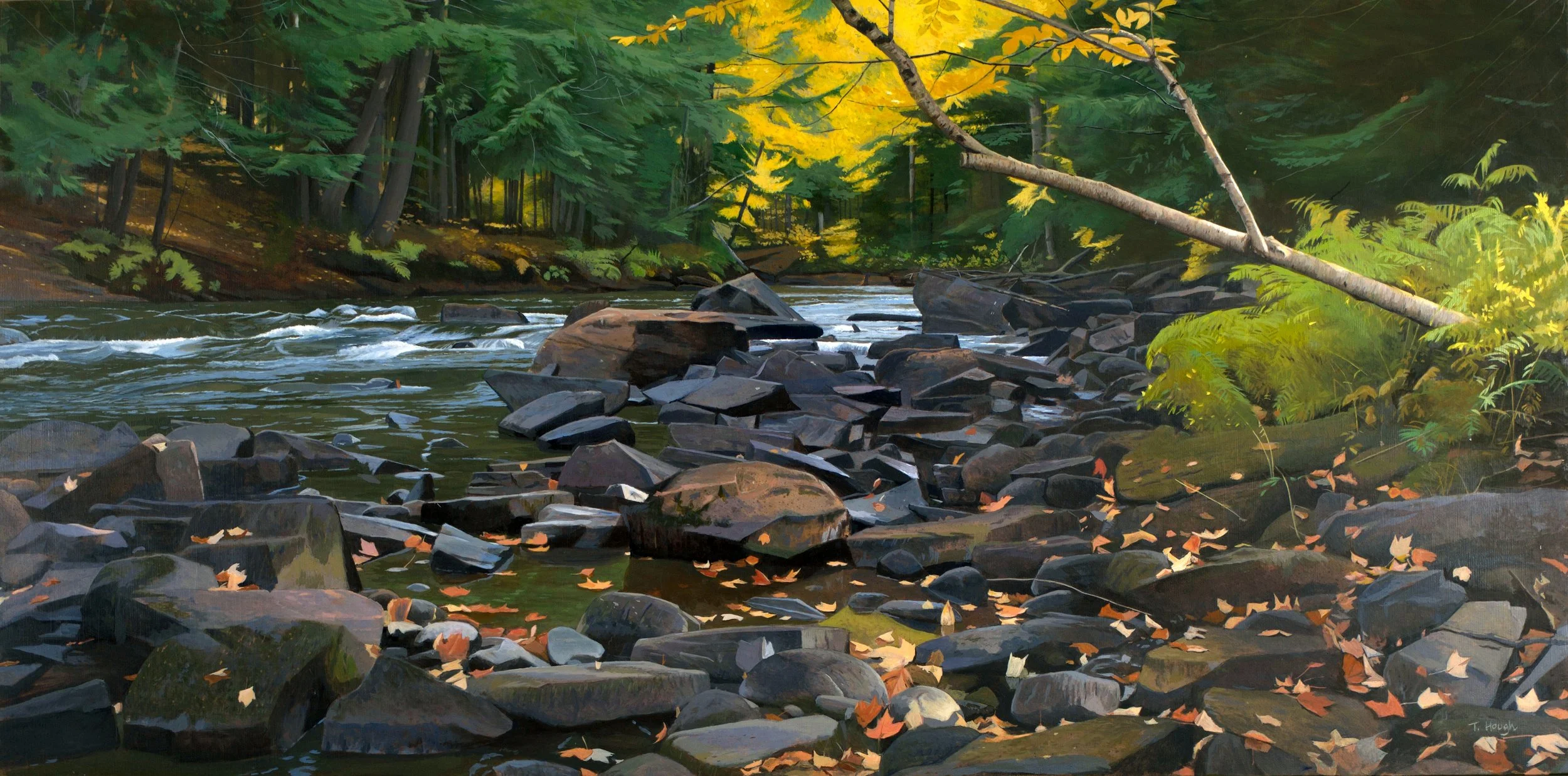 Upstream from the Falls, oil on panel, 24" X 48" Sold