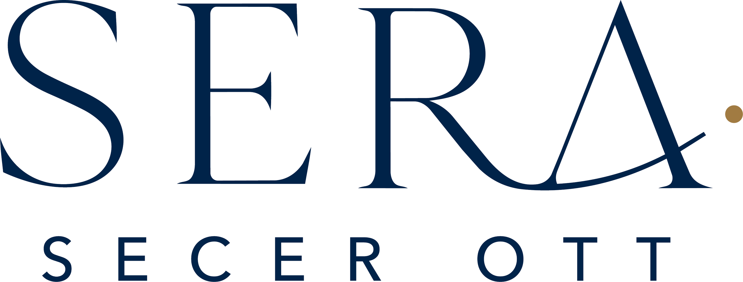The logo of Sierra Secret Outfit features the brand name in large navy blue serif font with a small gold dot beside the letter A. The words "Sierra" and "Secret" are arranged with "Outfit" below them.