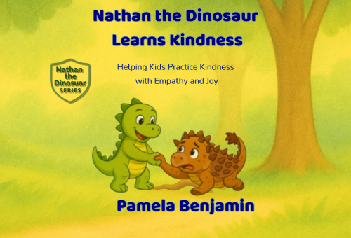 A gentle children’s story about a friendly dinosaur who learns the importance of kindness. For ages 3-7. Click on image see Amazon listing.