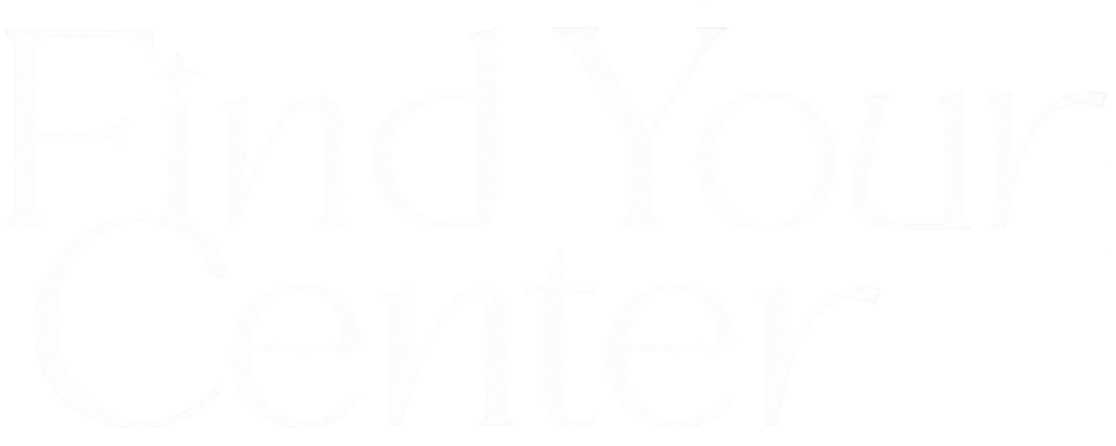 Text reads 'Find Your Center' in a decorative font over a palm frond.