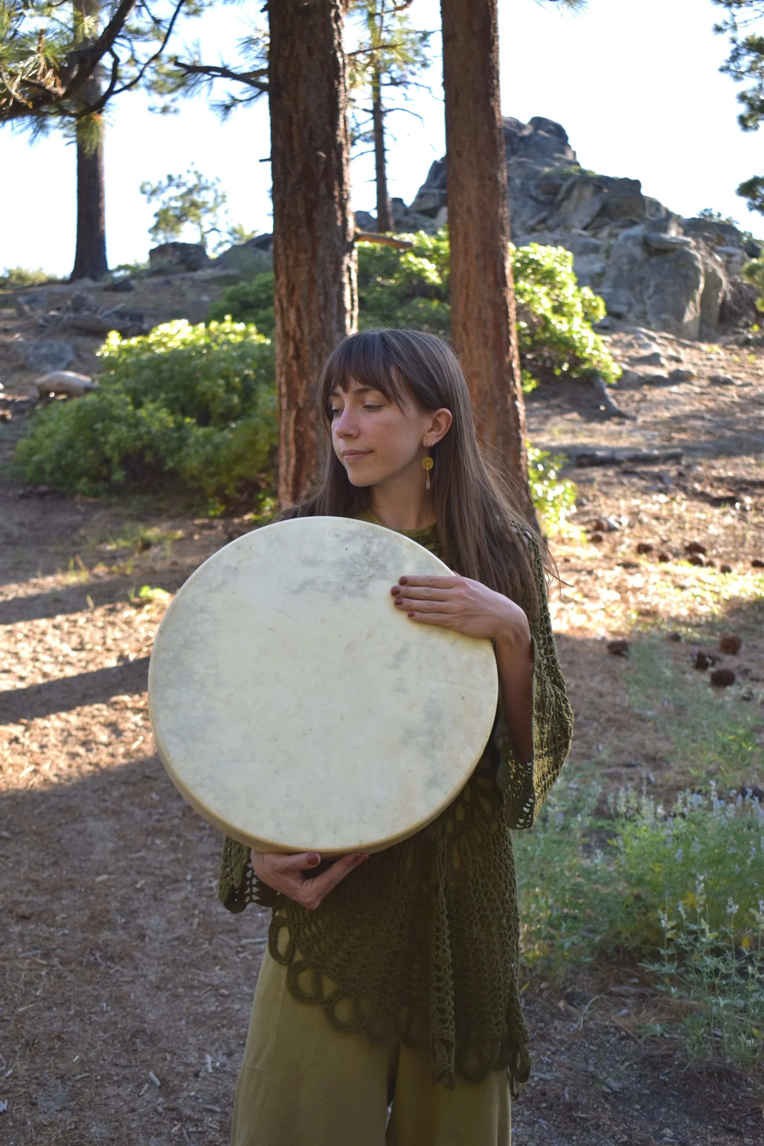 Outdoor yoga and sound healing at a spring renewal retreat in Lake Tahoe