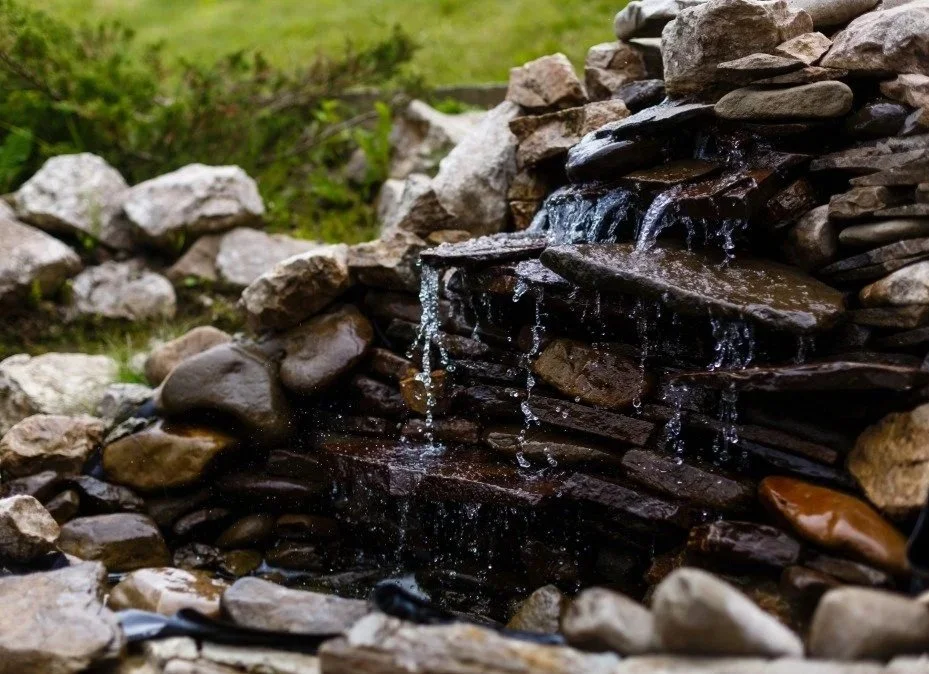 Natural stone water feature as a part of landscape design