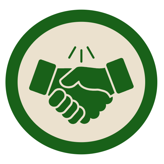 Hand shake icon created for a Bend Oregon landscaping company's website
